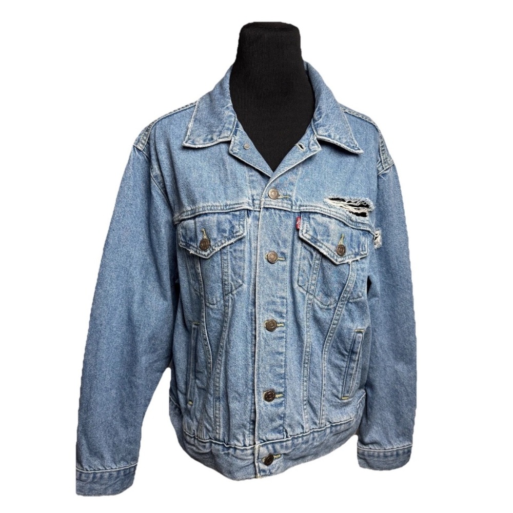 VTG Levi’s Strauss Jean Jacket Denim Trucker SZ XL Ex Boyfriend Light Classic